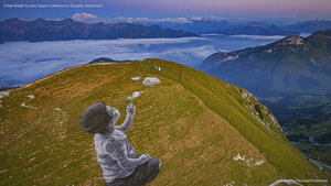 'A New Breath' by artist Saype in Moléson-sur-Gruyères, Switzerland