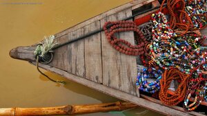 A boat in the Ganges River at Varanasi, India