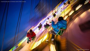 A carnival swing ride at a Christmas market in Berlin, Germany