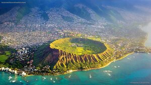 Aerial view of Diamond Head, O’ahu, Hawaii