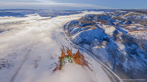 Aerial view of Grand Prismatic Spring, Yellowstone National Park, Wyoming
