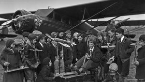 Amelia Earhart teaching students in Newark, New Jersey