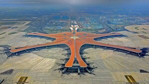 An aerial view of Beijing Daxing International Airport, China