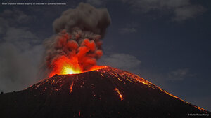 Anak Krakatoa volcano erupting off the coast of Sumatra, Indonesia