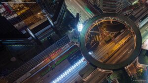 A pedestrian skyway in Hong Kong’s Wan Chai District, China