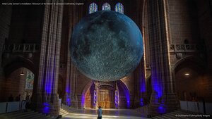 Artist Luke Jerram's installation 'Museum of the Moon' at Liverpool Cathedral, England