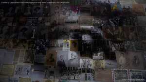 A section of a large mosaic of Ida B. Wells displayed at Union Station in Washington, DC, in August 2020