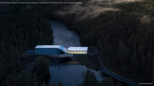 At the Kistefos Museum's sculpture park in Norway, the Twist bridges the Randselva River via a multipurpose walkway