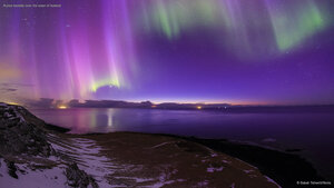 Aurora borealis over the coast of Iceland
