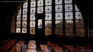 A view of the Statue of Liberty from Ellis Island, New York City