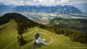 Giant land art painting 'Beyond Crisis' by Saype, Leysin, Switzerland