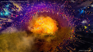 Bonfire to celebrate New Year's Eve in 2014 in Reykjavik, Iceland
