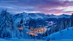 Snow-covered landscape at Bormio, Lombardy, Italy
