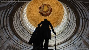 Bronze statue of George Washington in the Capitol rotunda in Washington, DC