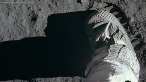 Buzz Aldrin's boot on lunar soil, Apollo 11 mission