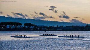 Canoes in Apia Harbor at Apia, Samoa