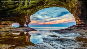 Cavern in Pictured Rocks National Lakeshore on Lake Superior, Michigan