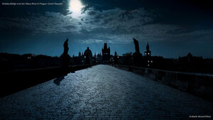 Charles Bridge over the Vltava River in Prague, Czech Republic