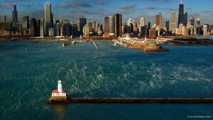Chicago Harbor Light on Lake Michigan