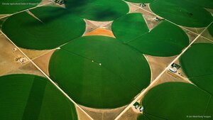 Circular agricultural fields in Morgan County, Colorado