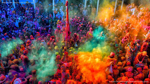Celebrating Holi in Mathura, Uttar Pradesh, India