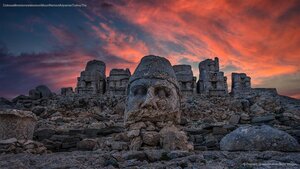 Colossal limestone statues on Mount Nemrut, Adıyaman, Turkey