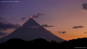 Crater glow from Mount Mayon in the Philippines