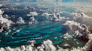 Cumulus clouds over the Caribbean