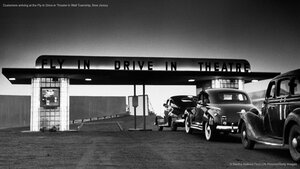 Customers arriving at the Fly-In Drive-in Theater in Wall Township, New Jersey
