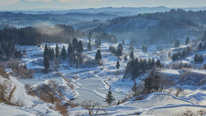 雪に覆われた星峠の棚田, 新潟県 十日町市