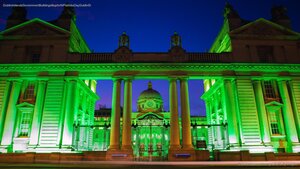 Dublin, Ireland’s Government Buildings lit up for St. Patrick’s Day