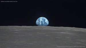 Earthrise across Mare Smythii on the moon