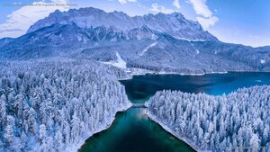 Eibsee, a lake at the base of the Zugspitze, Bavaria, Germany