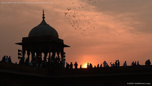 Muslims gather to offer prayers during Eid al-Fitr at Jama Masjid in New Delhi