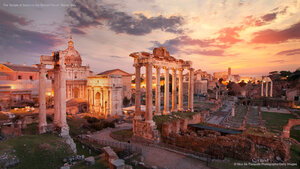 The Temple of Saturn in the Roman Forum, Rome, Italy