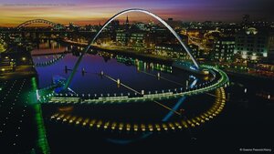 Gateshead Millennium Bridge in Newcastle upon Tyne, England