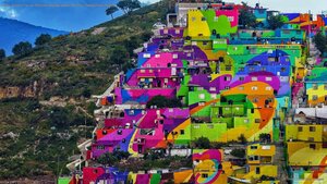 Giant mural in the Las Palmitas neighborhood of Pachuca, Hidalgo state, Mexico