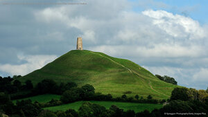 Glastonbury Tor and St. Michael's Tower in England for the start of the Glastonbury Festival