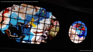 'Go' by Kehinde Wiley, displayed inside Moynihan Train Hall at New York City's Penn Station