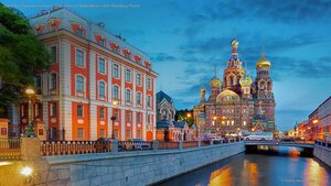 Griboyedov Canal and the Church of the Savior on Spilled Blood in Saint Petersburg, Russia