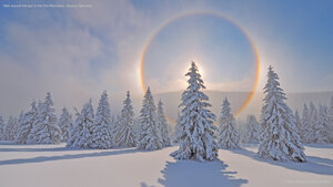Halo around the sun in the Ore Mountains, Saxony, Germany