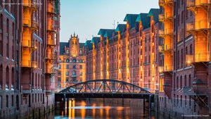 Speicherstadt in der Dämmerung, Hamburg