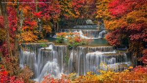 Huay Mae Khamin Waterfall in Khuean Srinagarindra National Park, Thailand