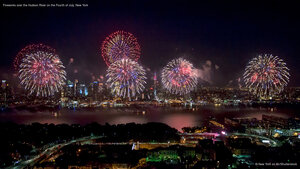 Fireworks over the Hudson River on the Fourth of July, New York