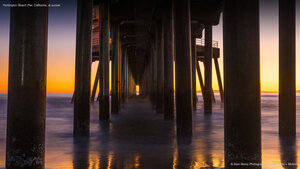 Huntington Beach Pier, California, at sunset
