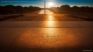 'I Have a Dream' inscription at the location of Dr. Martin Luther King Jr.'s speech on the steps of the Lincoln Memorial in Washington, DC