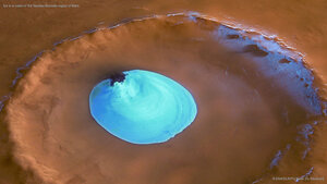 Ice in a crater of the Vastitas Borealis region of Mars
