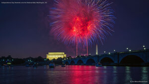 Independence Day fireworks over the National Mall, Washington, DC