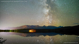 The Milky Way above Pyramid Lake, Jasper National Park, Alberta, Canada