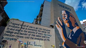 John Lewis hero mural by Sean Schwab in the Sweet Auburn district of Atlanta, Georgia